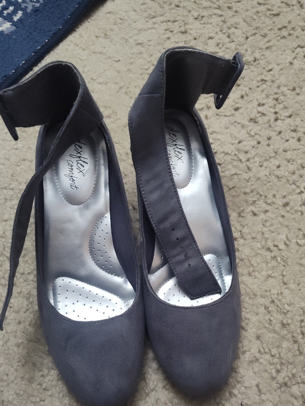 dexflex comfort Gray Suede Ankle-Strap Heels